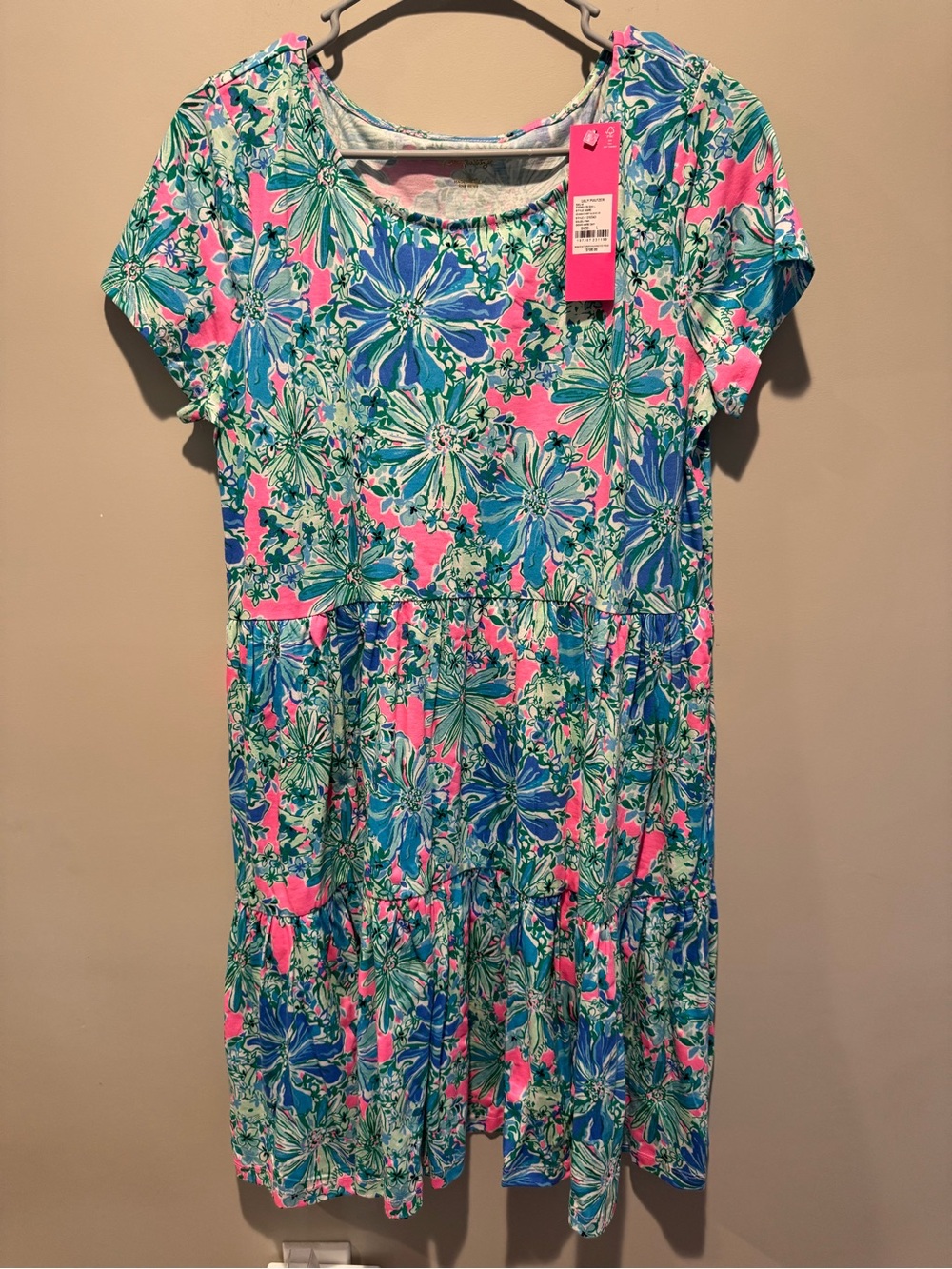 NWT Lilly Pulitzer Geanna Short Sleeve Dress in Soleil Pink Good Hare Day